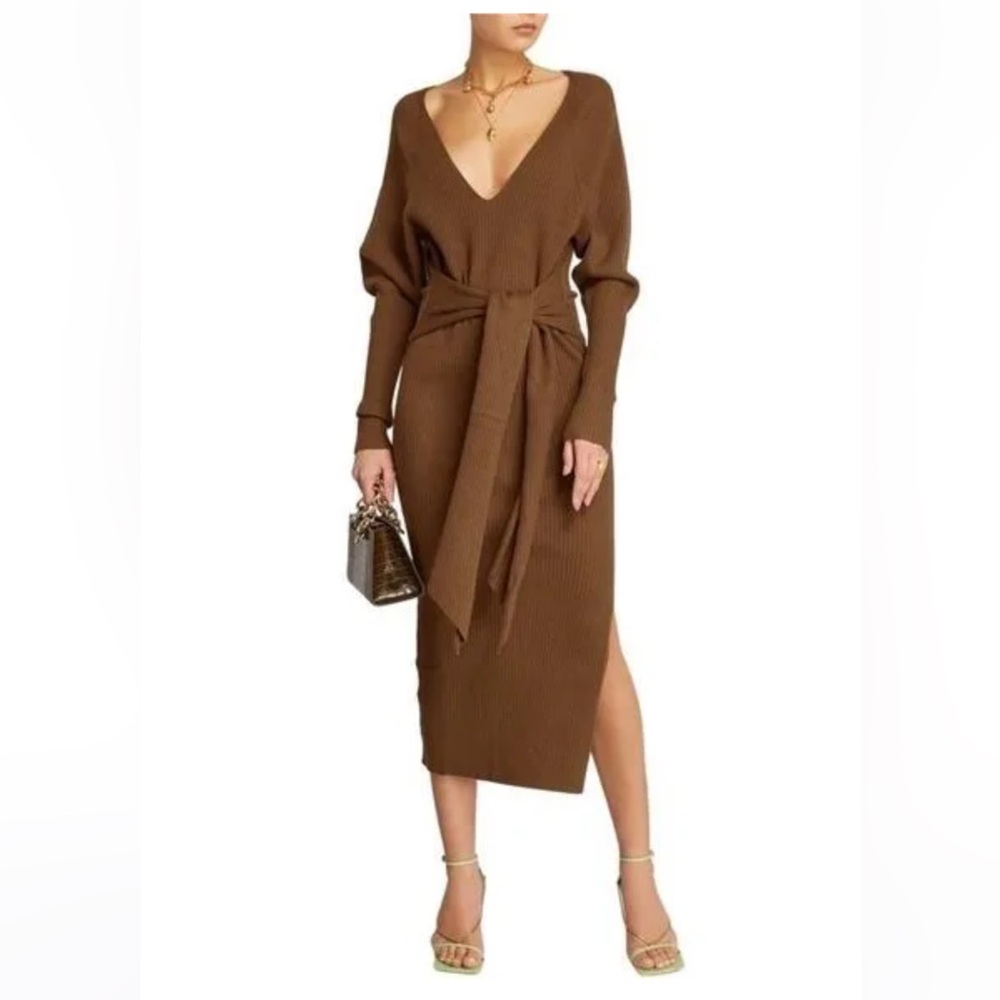 Good American Belted Body dress size 0 in sepia brown.